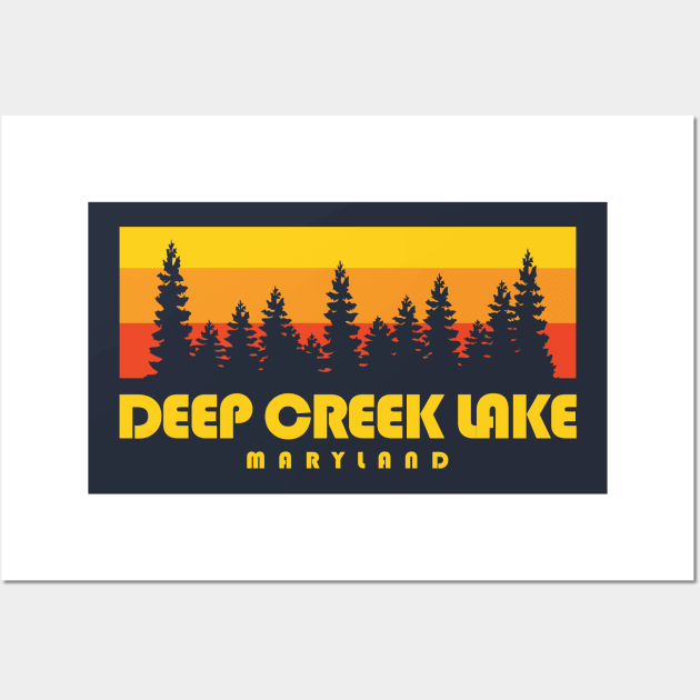 Deep Creek Lake Maryland Retro Vintage Trees Wall Art by PodDesignShop